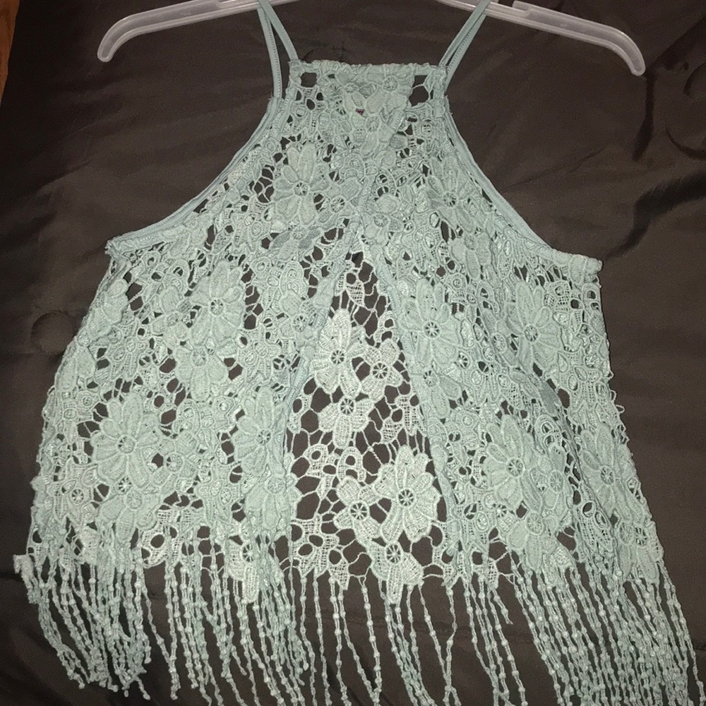 MARK DOWN - Blue Lace Halter Tank-top $9! - Picture 3 of 3